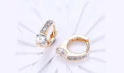 14K Gold Plating White Sapphire Pav'e Harp Shaped Clip On Earrings