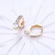 Baby Cut Square Huggie Earring in 18K Gold Plated with  Crystals