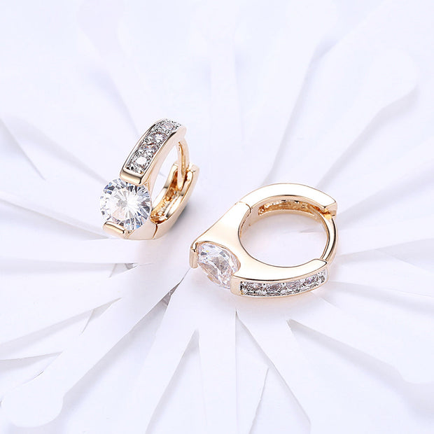 Baby Cut Square Huggie Earring in 18K Gold Plated with  Crystals