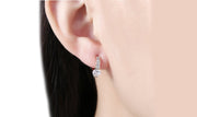 14K Gold Plating White Elements Pav'e Harp Shaped Clip On Earrings ITALY Design