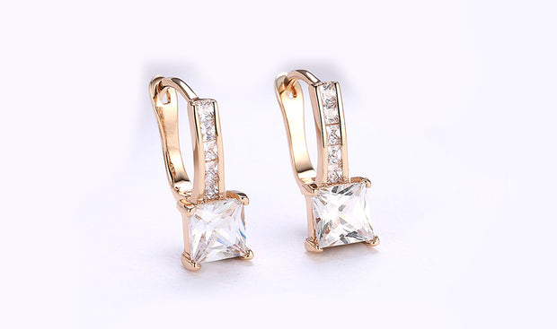 14K Gold Plating White  Elements Sleek Lever back Earrings