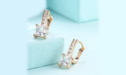 14K Gold Plating White Sapphire Sleek Lever back Earrings
