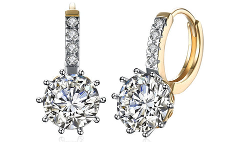 14K Gold Plating Elements Starburst Design Lever back Earrings ITALY Design