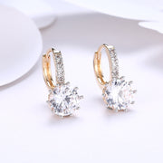 10 Prong Brilliant Round Cut Huggie Earring in 18K Gold Plated with  Crystals