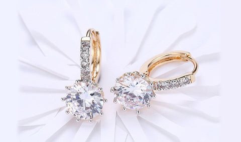 14K Gold Plating Elements Starburst Design Lever back Earrings ITALY Design