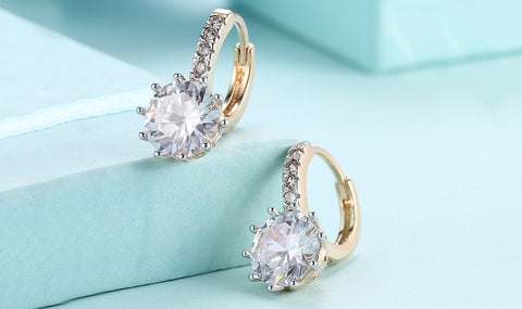 14K Gold Plating Elements Starburst Design Lever back Earrings ITALY Design