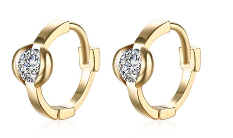 14K Gold Plating Sleek White Circular Clip On Earrings ITALY Design