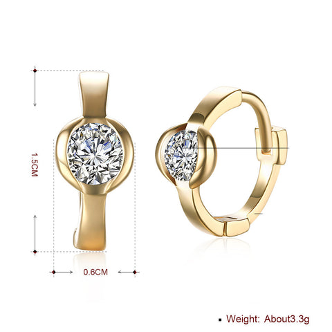 Classic Stone Huggie Earring in 18K Gold Plated with  Crystals