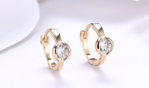 14K Gold Plating Sleek White Circular Clip On Earrings ITALY Design