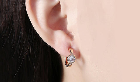14K Gold Plating Sleek White Circular Clip On Earrings ITALY Design