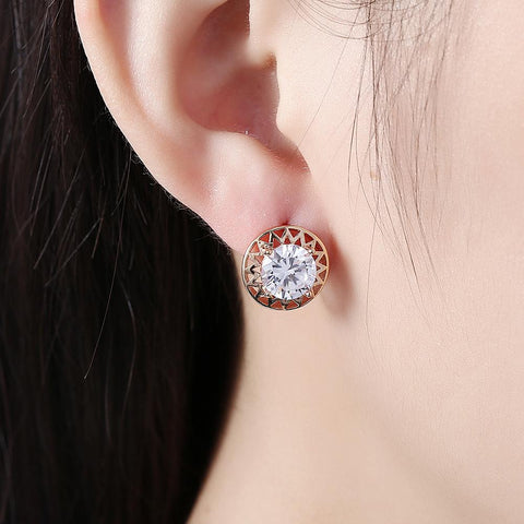 Swarovski Crystal Filligree Circular Leverback Earrings Set in 18K Gold - ALILY  www..com fashion jewelry for women