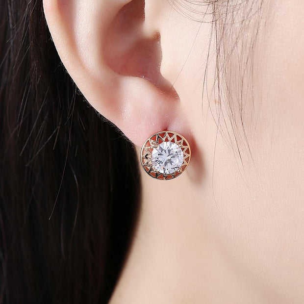 Swarovski Crystal Filligree Circular Leverback Earrings Set in 18K Gold - ALILY  www..com fashion jewelry for women