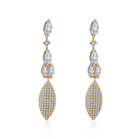 2.00 Ct Pear Cut Marquise Drop Earring in 18K Gold Plated with  Crystals