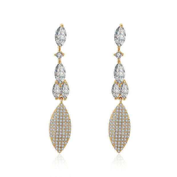 2.00 Ct Pear Cut Marquise Drop Earring in 18K Gold Plated with  Crystals