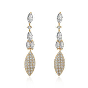 Austrian Crystal Micro-Pav'e Dangling Pear Shaped Earrings Set in 18K Gold - ALILY 