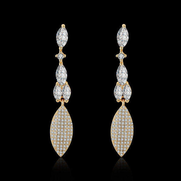 2.00 Ct Pear Cut Marquise Drop Earring in 18K Gold Plated with  Crystals