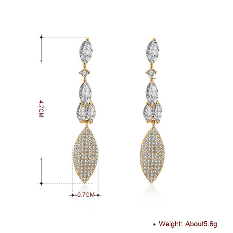 2.00 Ct Pear Cut Marquise Drop Earring in 18K Gold Plated with  Crystals