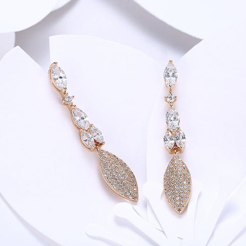 2.00 Ct Pear Cut Marquise Drop Earring in 18K Gold Plated with  Crystals
