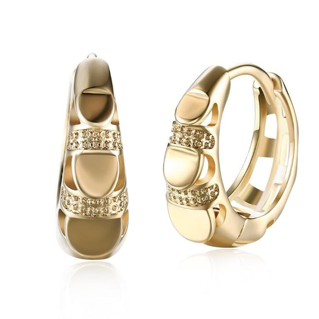 Heart Shaped Classic Huggies Earrings Set in 18K Gold - ALILY 