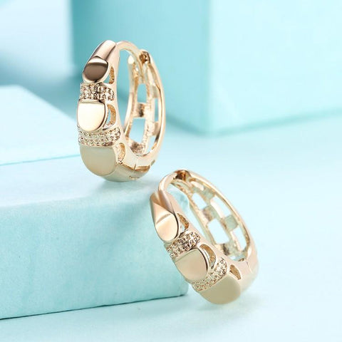 Heart Shaped Classic Huggies Earrings Set in 18K Gold - ALILY 