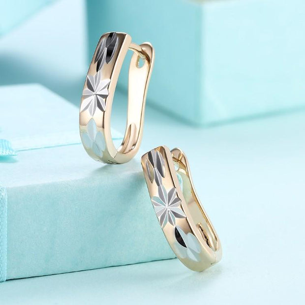 Metallic Layering Design Huggie Earrings Set in 18K Gold - ALILY 