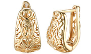 14K Gold Plating Filigree Laser Cut Clip On Earrings