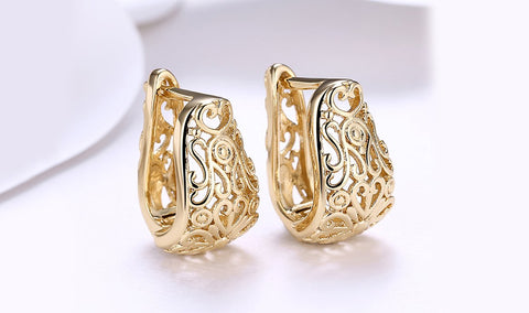 14K Gold Plating Filigree Laser Cut Clip On Earrings ITALY Design