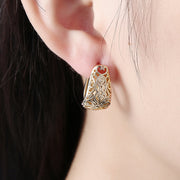 Bohemian Style Filigree Laser Cut Huggie Earring in 18K Gold Plated