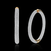 Pave Halo Disc Necklace & Pave Hoop Earring made With Austrian Crystals with Luxe Box - 18K Gold ITALY Design