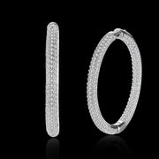 Pave Halo Disc Necklace & Pave Hoop Earring made With Austrian Crystals with Luxe Box - 18K Gold ITALY Design