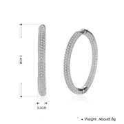 Pave Halo Disc Necklace & Pave Hoop Earring made With Austrian Crystals with Luxe Box - 18K Gold ITALY Design