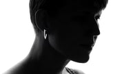 1.4" Pave Thin Pave Hoop Earring in 18K White Gold Plated with  Crystals