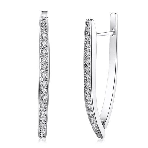 1.00 CT Dangling Pave Teardrop Earrings in 14K White Gold