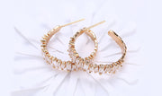 14K Gold Plating Emerald Cut Asymmetrical  Elements Earrings
