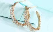 14K Gold Plating Emerald Cut Asymmetrical  Elements Earrings