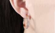 14K Gold Plating Emerald Cut Asymmetrical  Elements Earrings