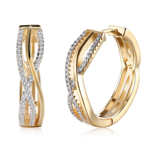 18K Gold Plated Criss Cross Pav&