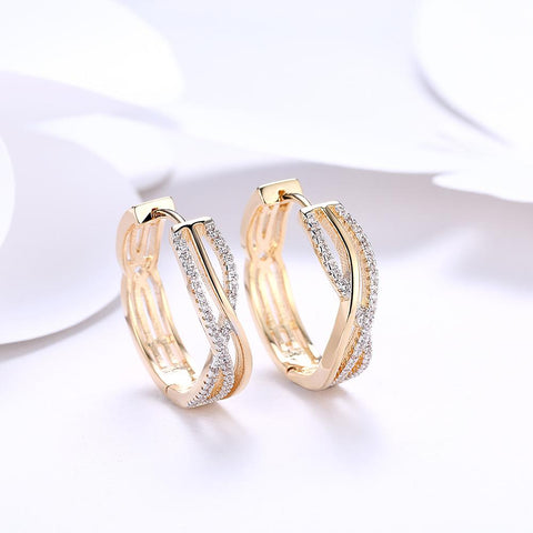 18K Gold Plated Criss Cross Pav&