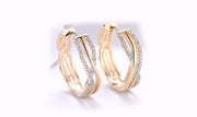 14K Gold Plating White Austrian Elements Twisted Abstract Clip On Earrings ITALY Design