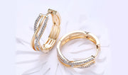 14K Gold Plating White Austrian Elements Twisted Abstract Clip On Earrings ITALY Design
