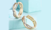 14K Gold Plating White Austrian Elements Twisted Abstract Clip On Earrings ITALY Design