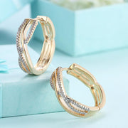 18K Gold Plated Criss Cross Pav'e Earrings With Swarovski Elements, , ALILY , ALILY   jewelryjewelry deals, swarovski crystal jewelry, groupon jewelry,, jewelry for mom, 
