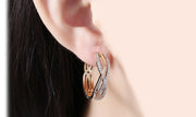 14K Gold Plating White Austrian Elements Twisted Abstract Clip On Earrings ITALY Design