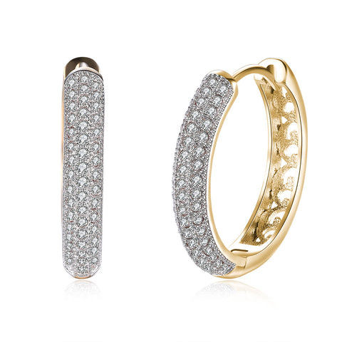 Classic Triple Row Huggie Earring in 18K Gold Plated