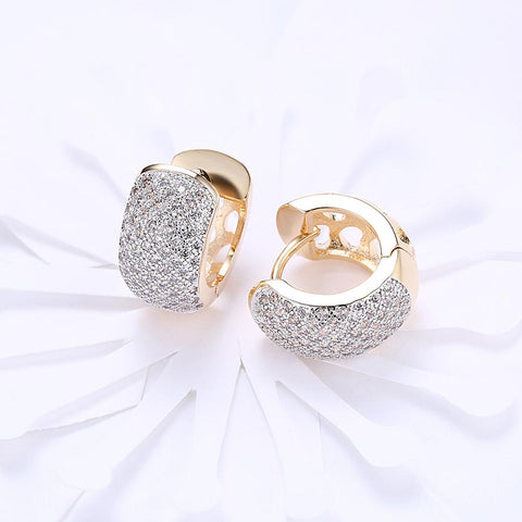 Crystals 16mm Pave Heart Filigree Huggie  Earring