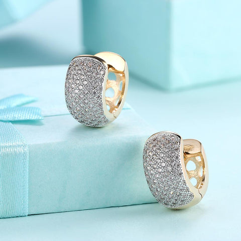 Crystals 16mm Pave Heart Filigree Huggie  Earring