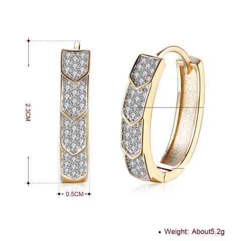 V Cut Pave Connecting Huggie Earring in 18K Gold Plated