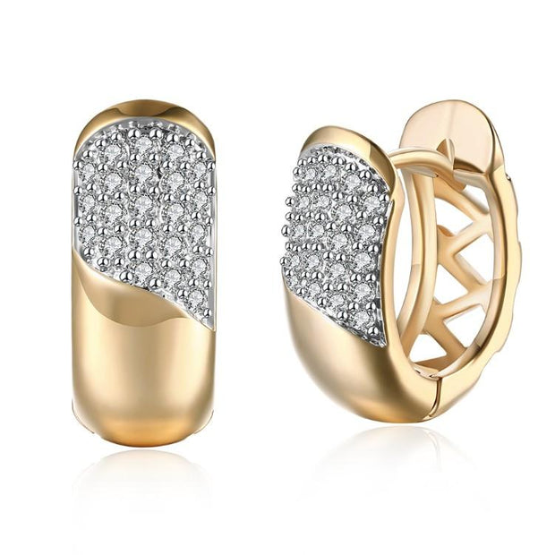 Austrian Crystal Curved Layering Huggies Set in 18K Gold - ALILY 