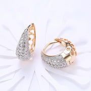 Crystals 18mm Pave Heart Filigree Teardrop Huggie  Earring
