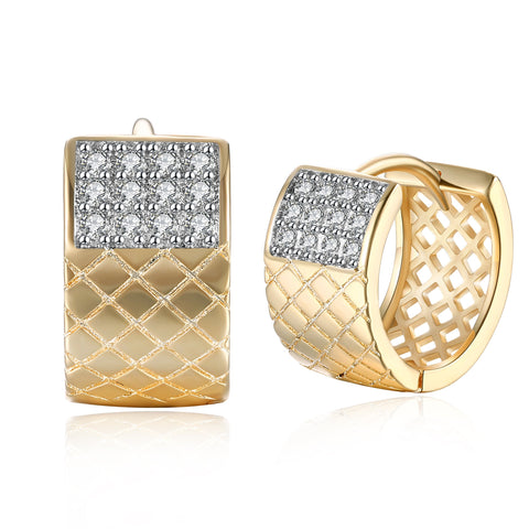 Diamond X Cut Half Huggie Earring in 18K Gold Plated